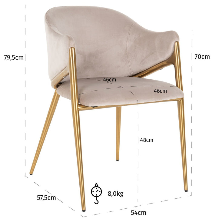 Richmond Interiors Gwen Khaki Velvet Eetkamerstoel