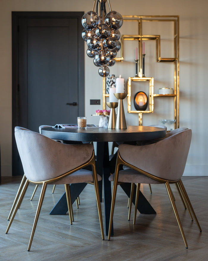 Richmond Interiors Gwen Khaki Velvet Eetkamerstoel