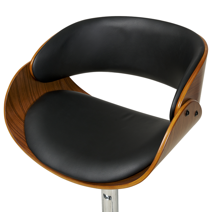 Beliani - BAKU - Barkruk verstelbaar - Donkerbruin|Zwart - Kunstleer