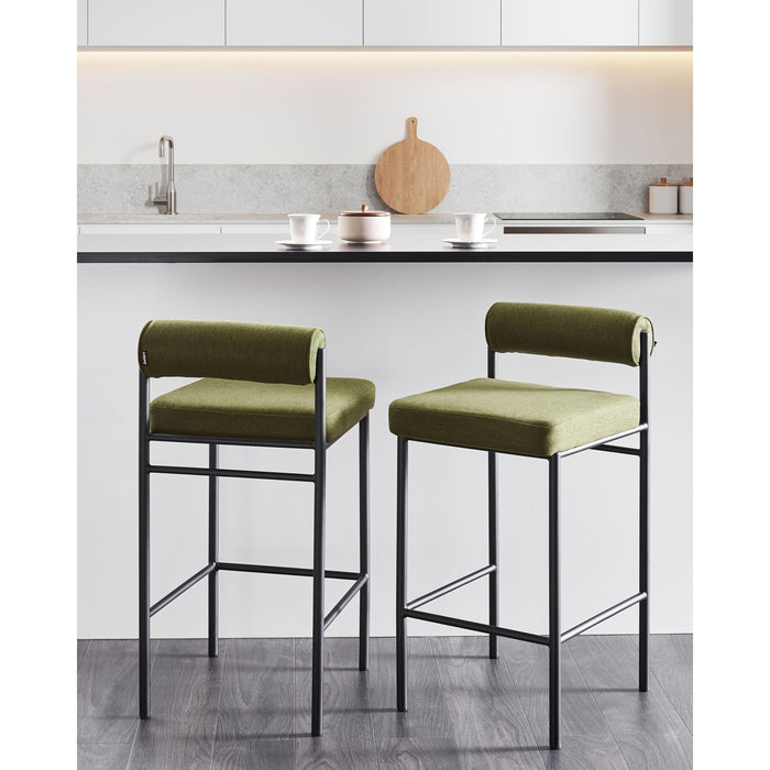 Beliani - AMAYA - Barkruk set van 2 - Olijfgroen - Polyester