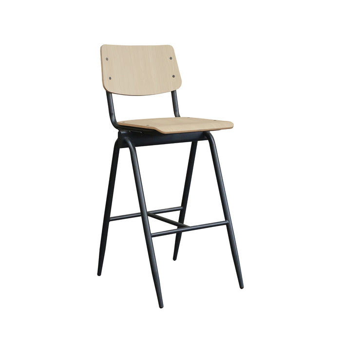 LABEL51 - Barkruk Solid - Naturel Hout - Zwart Metaal