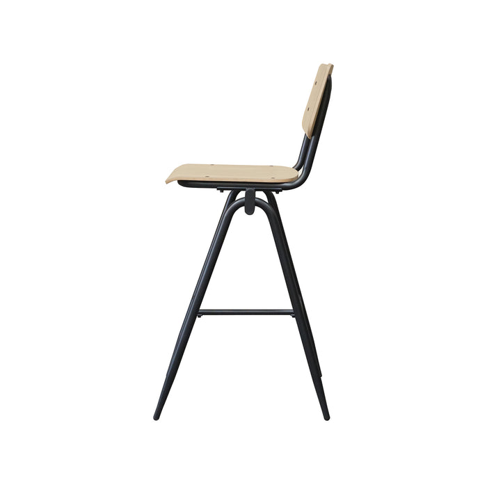 LABEL51 - Barkruk Solid - Naturel Hout - Zwart Metaal