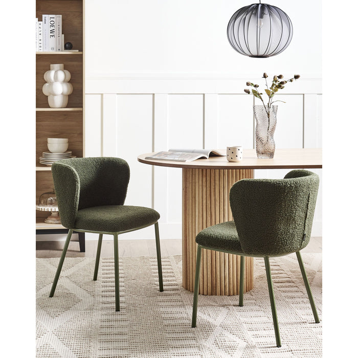 Beliani - MINA II - Eetkamerstoel set van 2 - Donkergroen - Boucle