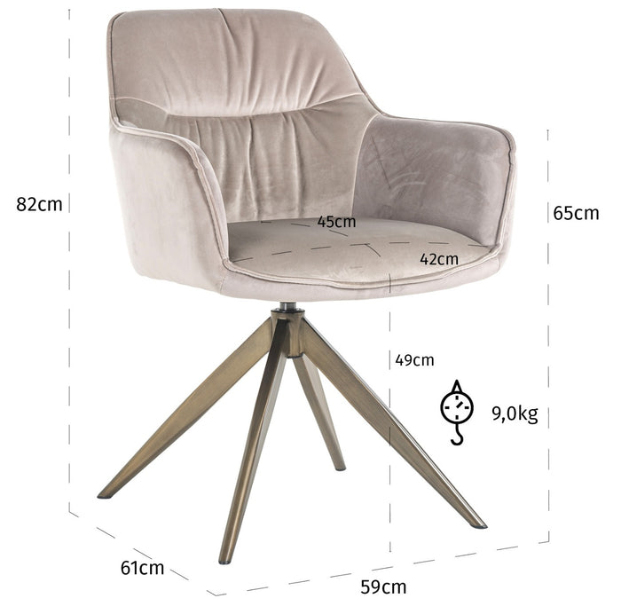 Richmond Interiors Aline Draaistoel Khaki Velvet