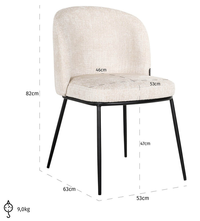 Richmond Interiors Elvi Beige Chenille Eetkamerstoel