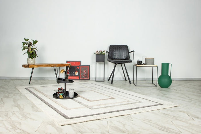 Lalee Trendy Carving 120 x 170 cm Vloerkleed Beige | Zilver