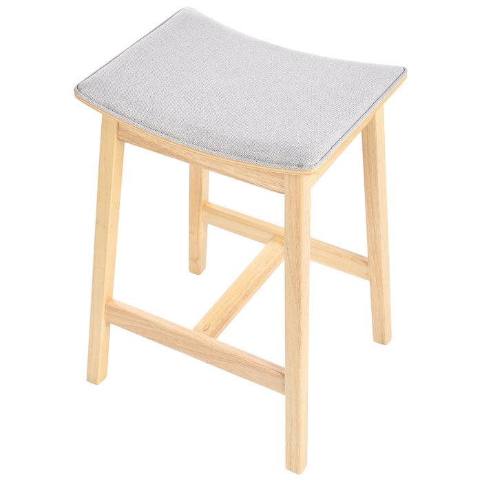 Beliani - DIXON - Barkruk set van 2 - Lichtgrijs - Rubberhout