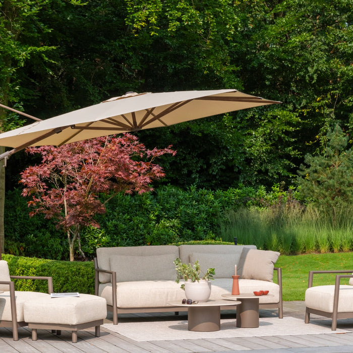 4 Seasons Zweefparasol Siesta premium 300x300 cm. - beach|dark woodlook