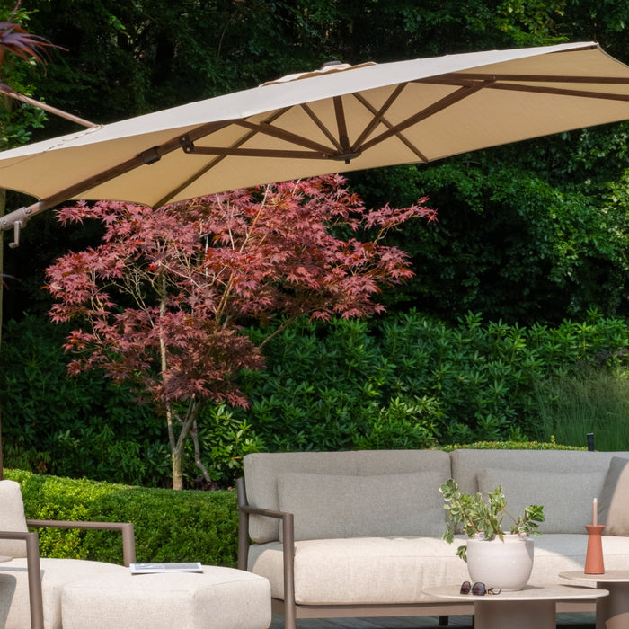 4 Seasons Zweefparasol Siesta premium 300x300 cm. - beach|dark woodlook