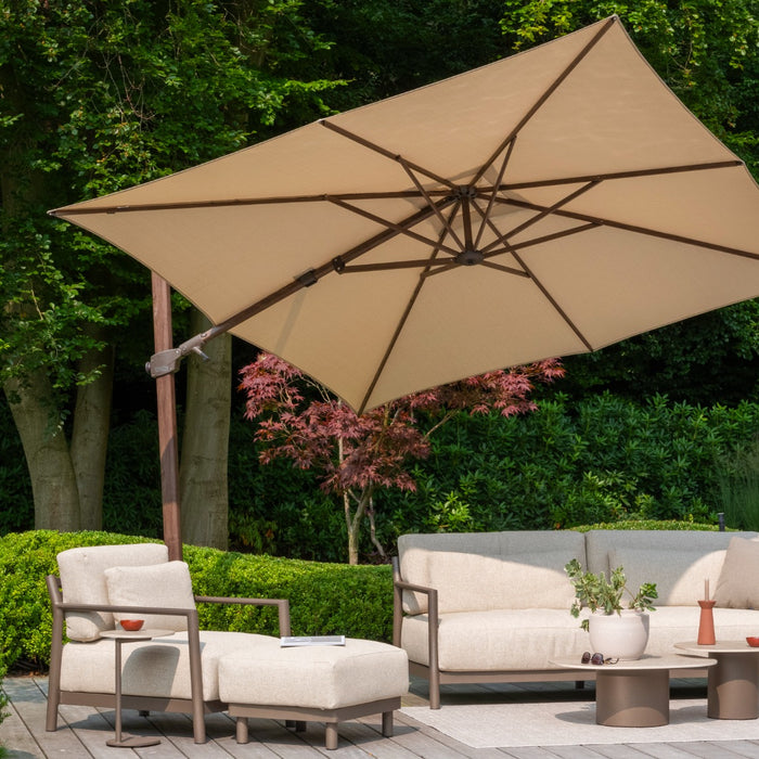 4 Seasons Zweefparasol Siesta premium 300x300 cm. - beach|dark woodlook