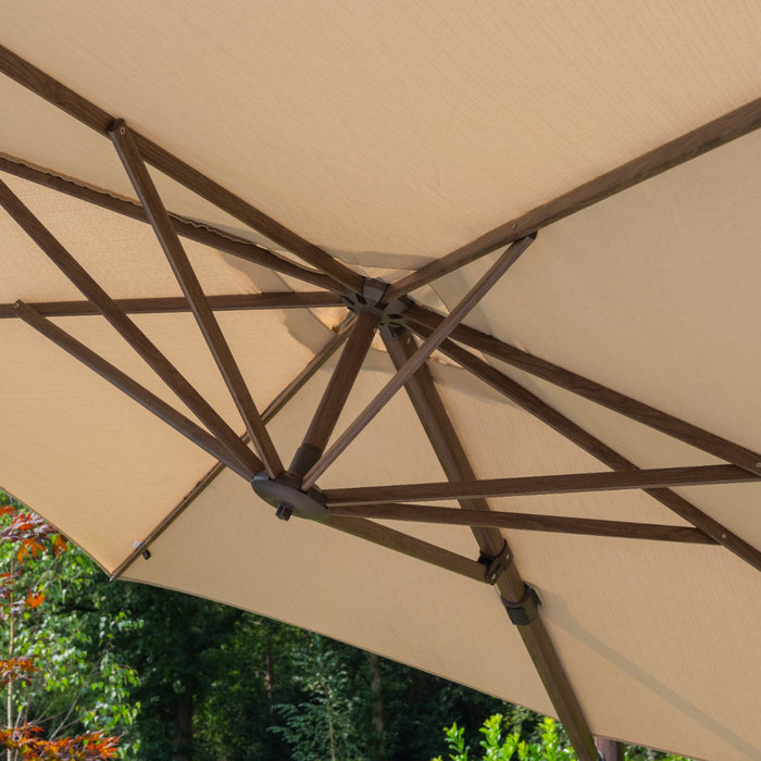 4 Seasons Zweefparasol Siesta premium 300x300 cm. - beach|dark woodlook