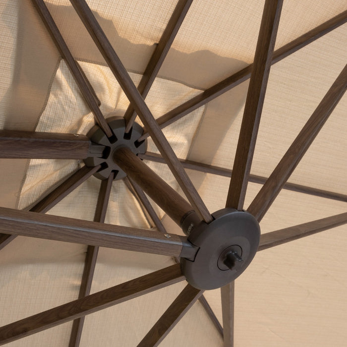 4 Seasons Zweefparasol Siesta premium 300x300 cm. - beach|dark woodlook