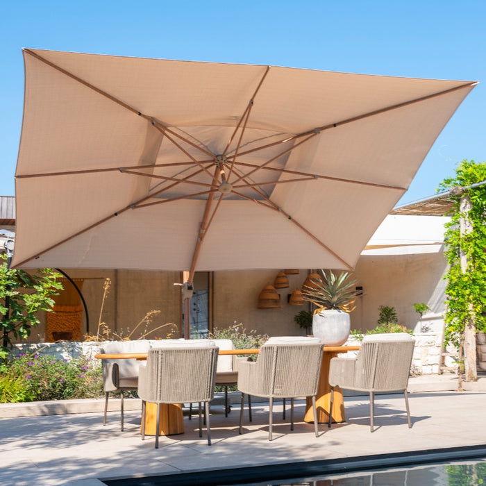 4-Seasons Hacienda zweefparasol 300 x 400 cm. - Woodlook|Sand