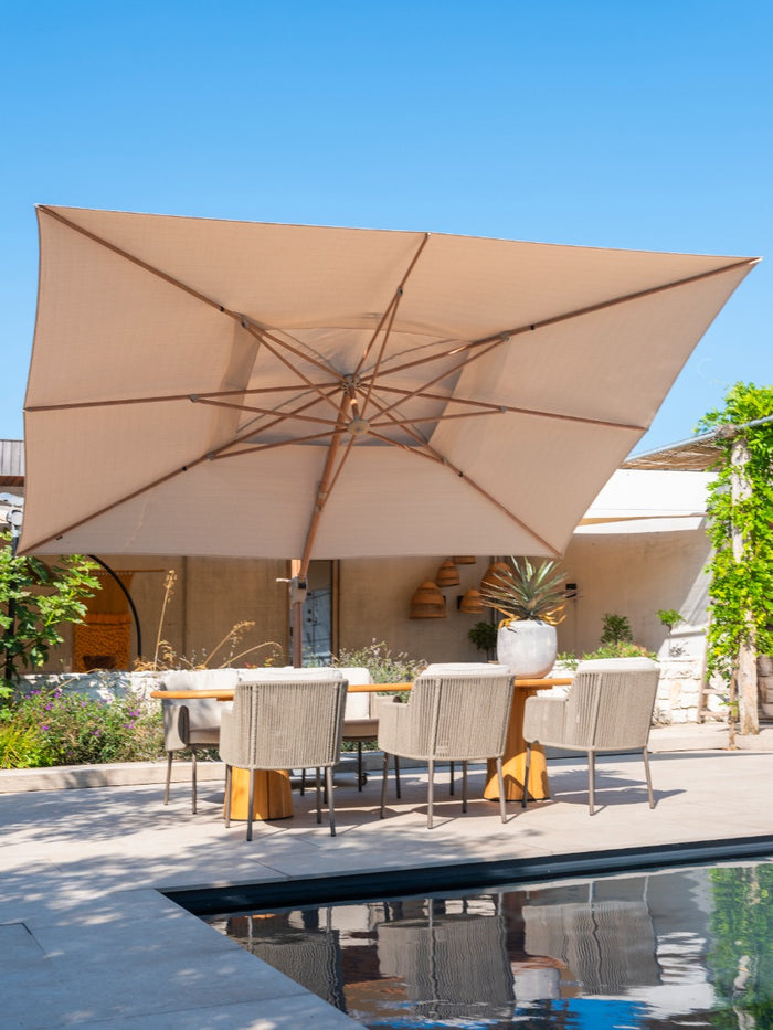 4-Seasons Hacienda zweefparasol 300 x 400 cm. - Woodlook|Sand