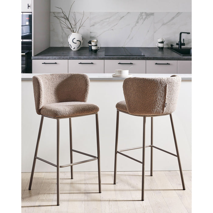 Beliani - MINA II - Barkruk set van 2 - Bruin - Bouclé