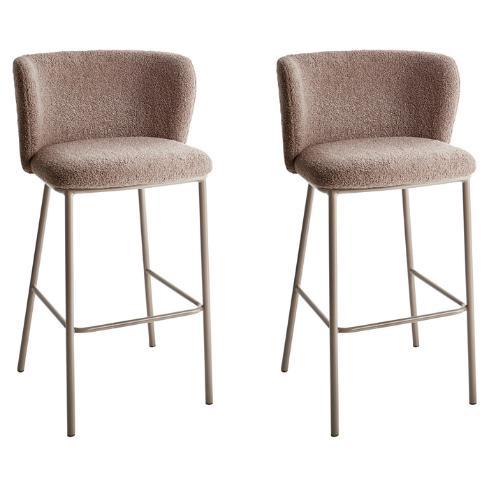 Beliani - MINA II - Barkruk set van 2 - Bruin - Bouclé