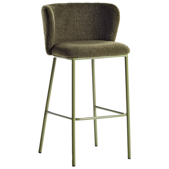 Beliani - MINA II - Barkruk set van 2 - Donkergroen - Bouclé