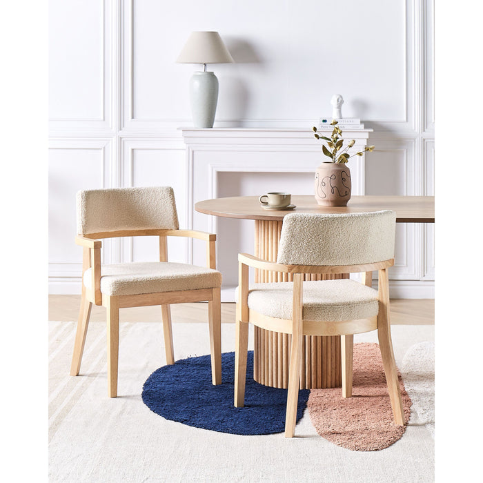 Beliani - DALBO - Eetkamerstoel set van 2 - Lichtbeige - Bouclé