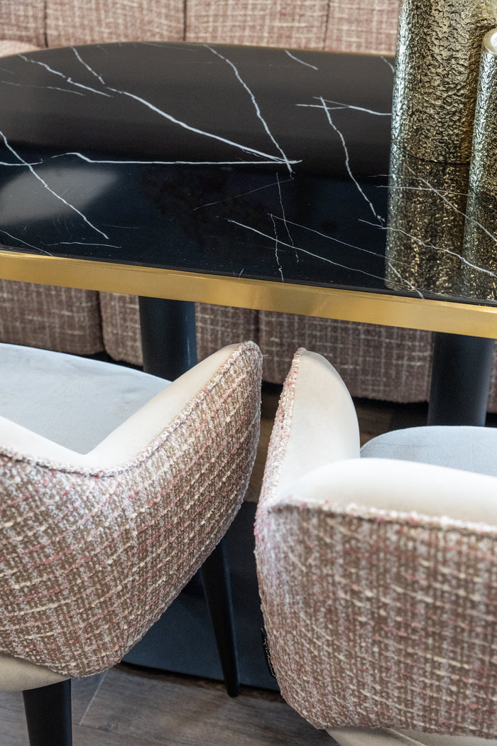 Richmond Interiors Giovanna Trendy Roze | Khaki Velvet Eetkamerstoel