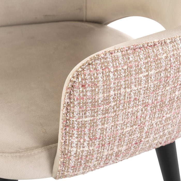 Richmond Interiors Giovanna Trendy Roze | Khaki Velvet Eetkamerstoel