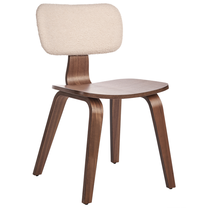 Beliani-LUCINDA-Eetkamerstoel set van 2-Donkerbruin|Lichtbeige-Bouclé