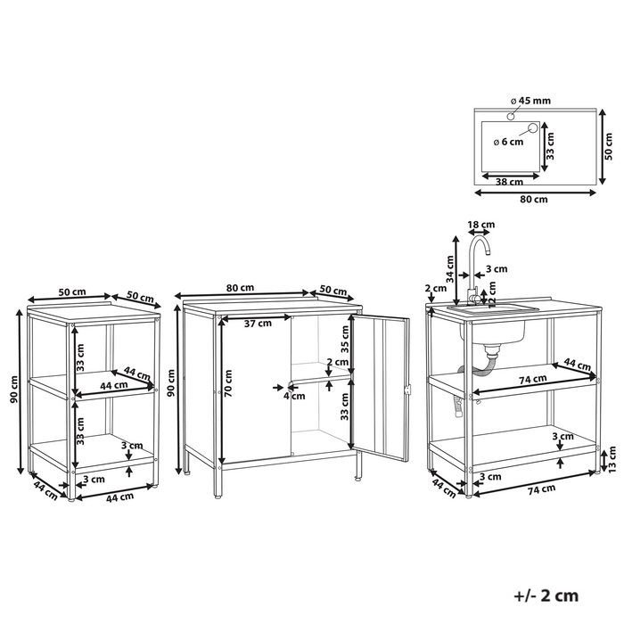 Beliani-VILAMA-Tuin kookeiland met keukenkast 3-delig-Groen-RVS