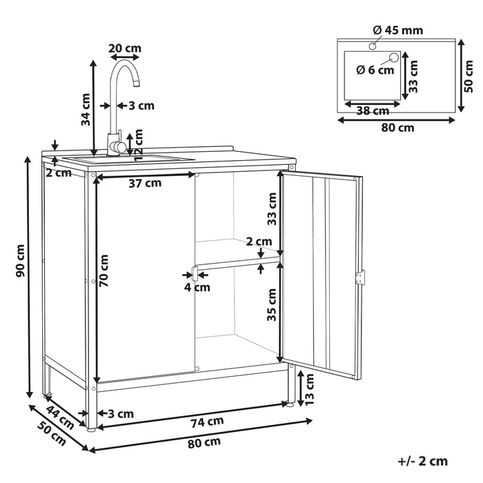 Beliani - VILAMA - Buitenkeukenkast met spoelbak - Groen - Staal