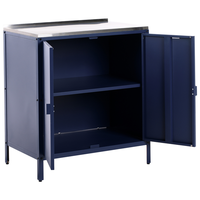 Beliani-VILAMA-Tuinkookeilanden met keukenkast 4-delig-Blauw-RVS