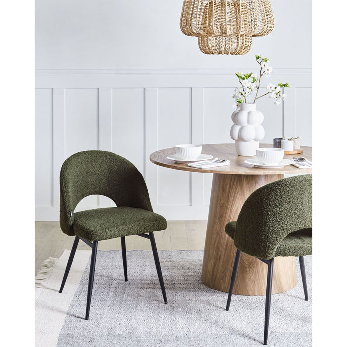Beliani - ONAGA - Eetkamerstoel set van 2 - Donkergroen - Bouclé