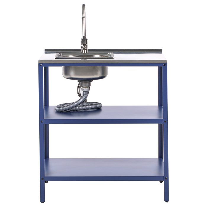 Beliani-VILAMA-Tuinkookeilanden met keukenkast 4-delig-Blauw-RVS