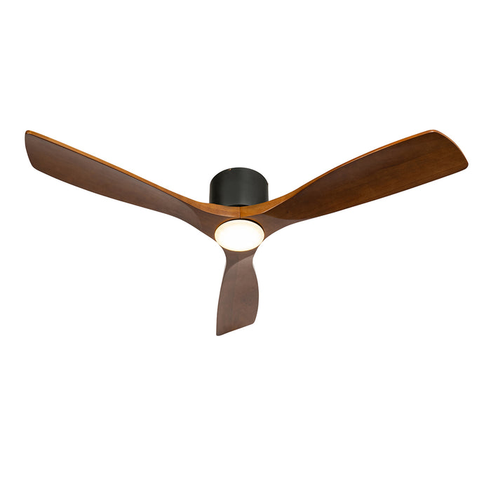 QAZQA Plafondventilator zwart met hout 131.5cm incl. LED dimbaar met