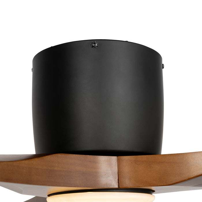 QAZQA Plafondventilator zwart met hout 131.5cm incl. LED dimbaar met