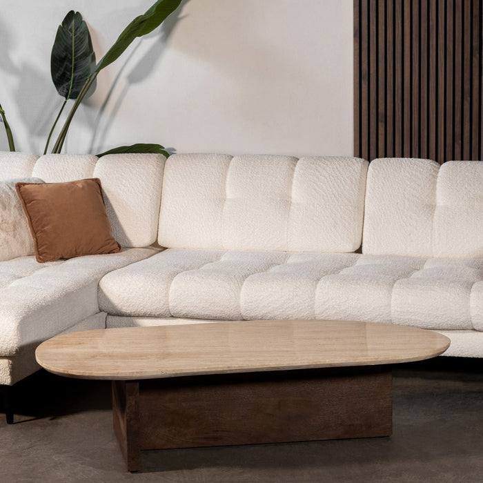 Giga Meubel - Salontafel 140cm - Travertin - Beige - Salontafel Olaf