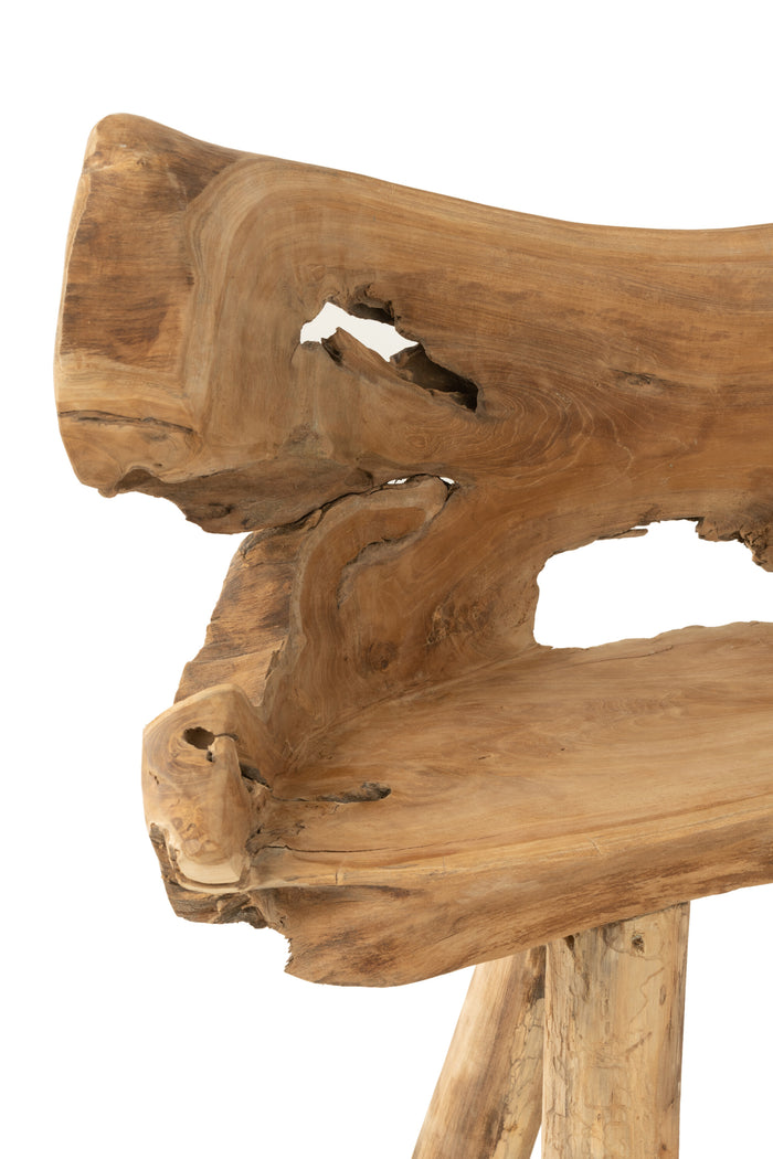 J-line - Stoel Wortel Teak Hout Naturel - 70x43x80cm