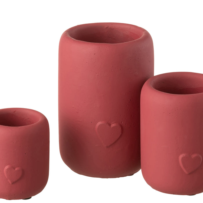 J-Line Bloempot Hart Hoog Cement Rood Large