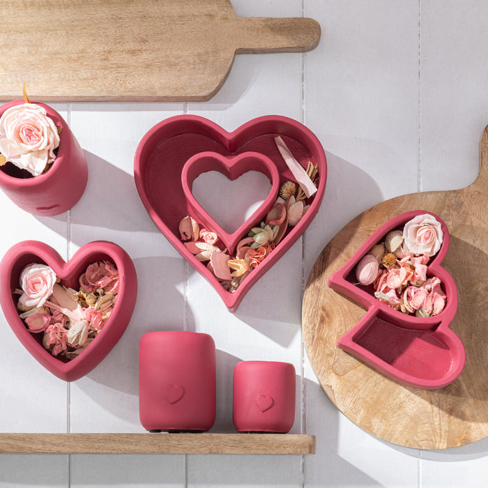 J-Line Bloempot Hart Hoog Cement Rood Large