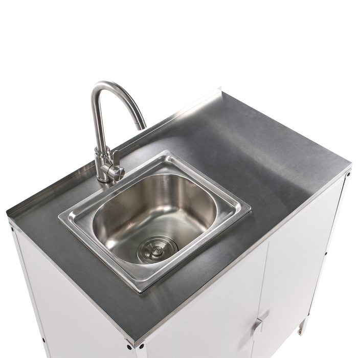 Beliani - VILAMA - Buitenkeukenkast met spoelbak - Wit - Staal