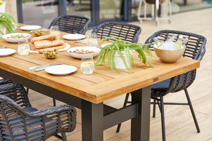 Hartman Heron dining tuintafel 240x100 cm. - Zwart|Teak