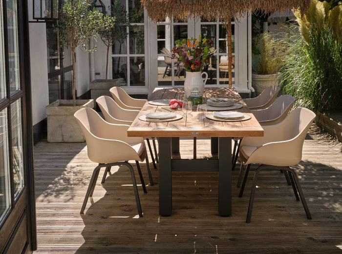 Hartman Heron dining tuintafel 240x100 cm. - Zwart|Teak