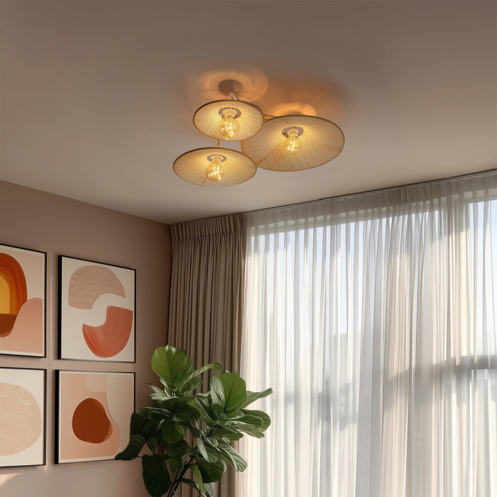 QAZQA Design plafondlamp wit met stof 3-lichts - Jane