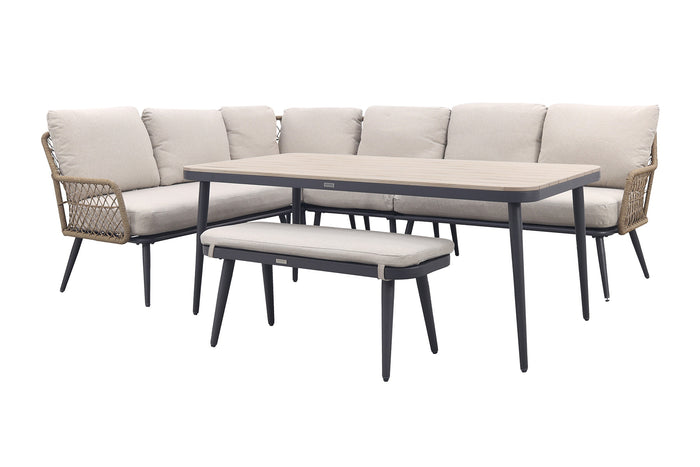 GI Allasio lounge-dining hoekset (6-delig) - Carbon black|Zand