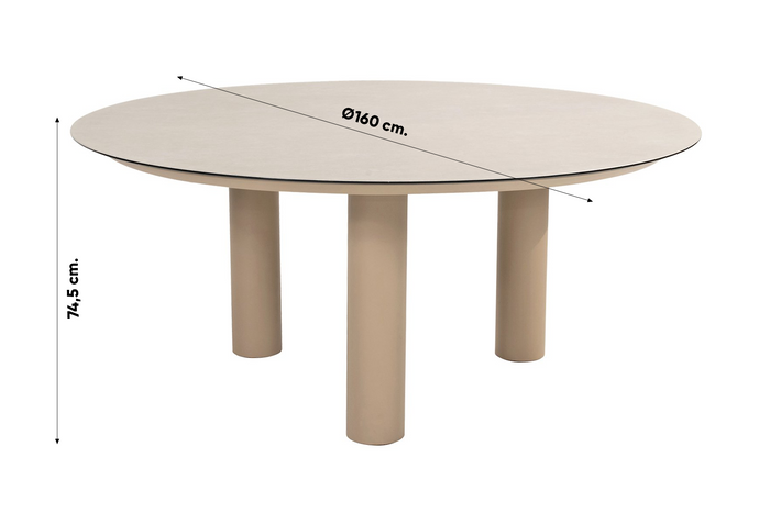 Taste Donato ronde dining tuintafel Ø160 cm. - Latte