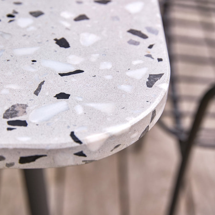 Tikamoon - Rechthoekige tuintafel van terrazzo en grijs metaal 4|6 p.