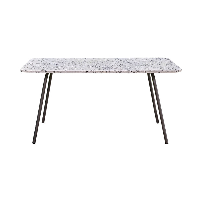 Tikamoon - Rechthoekige tuintafel van terrazzo en grijs metaal 4|6 p.