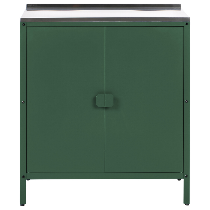 Beliani-VILAMA-Tuin kookeilanden en keukenkasten 4-delig-Groen-RVS