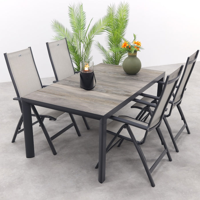 Hartman Monza|Kings verstelbare tuinset antraciet - 180x100 cm. - 5-delig