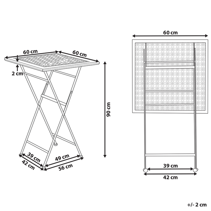 Beliani - BORMIO - Tuinbartafel - Zwart - 60 x 60 cm - IJzer