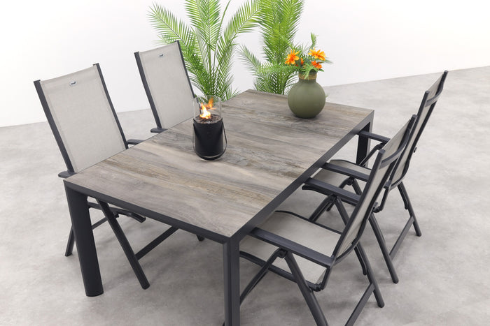 Hartman Monza|Kings verstelbare tuinset antraciet - 180x100 cm. - 5-delig