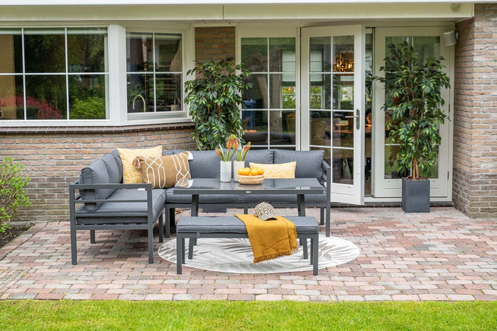 Bleco lounge-diningset - carbon black|reflex black - 7 personen