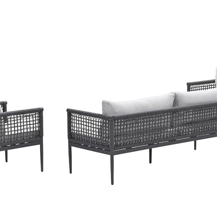 Teramon loungeset - 3-dlg. - c. black - rope dark grey - valley sand